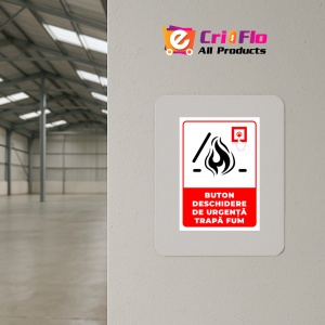 Indicator Semn pentru buton deschidere de urgenta trapa pentru fum, Sticker autocolant - Img 4