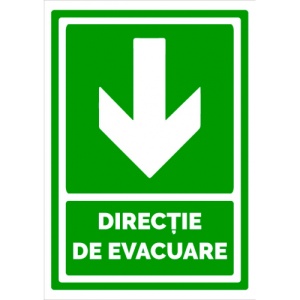 Indicator Semn pentru directie cu sageata de evacuare in jos, Sticker autocolant