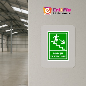 Indicator Semn pentru directie de evacuare spre scari in dreapta jos, Sticker autocolant - Img 4