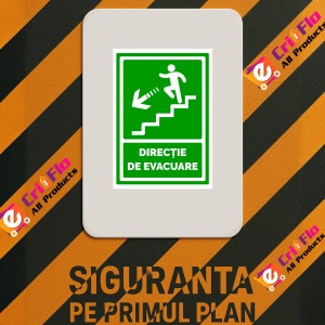 Indicator Semn pentru directie de evacuare spre scari in stanga jos, Sticker autocolant - Img 3
