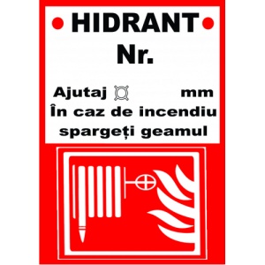 Indicator Semn pentru hidrant, Sticker autocolant