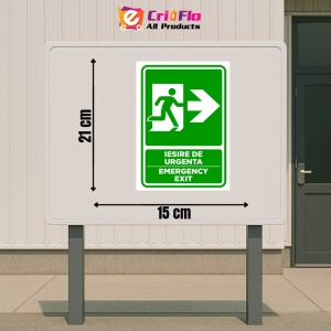 Indicator Semn pentru iesire cu directie in dreapta emergency exit, Sticker autocolant - Img 2