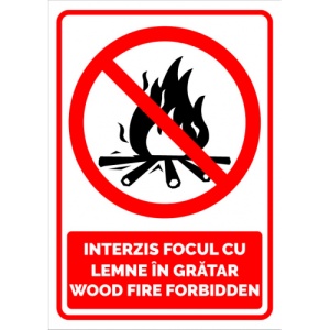 Indicator Semn pentru interzicerea focul cu lemne in gratar, Sticker autocolant