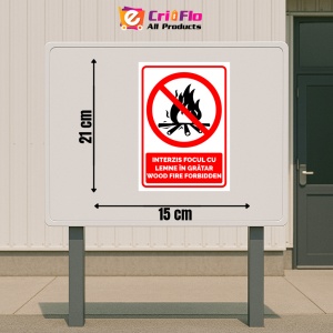Indicator Semn pentru interzicerea focul cu lemne in gratar, Sticker autocolant - Img 2