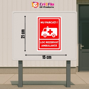 Indicator Semn pentru loc de parcate rezervat ambulantelor, Sticker autocolant - Img 2