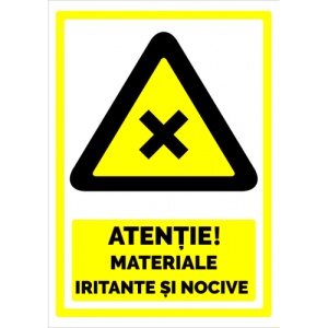 Indicator Semn pentru materiale iritante si nocive, Sticker autocolant