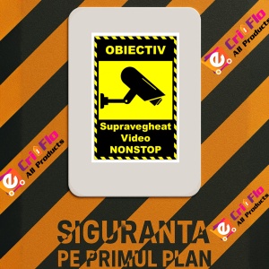Indicator Semn pentru obiectiv supravegheat video non stop, Sticker autocolant - Img 3