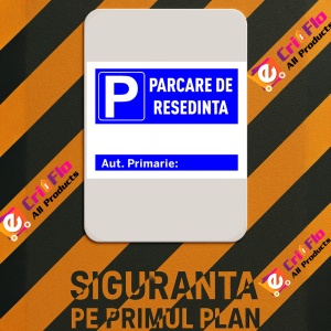 Indicator Semn pentru parcare de resedinta cu numar de autorizatie primarie, Sticker autocolant - Img 3