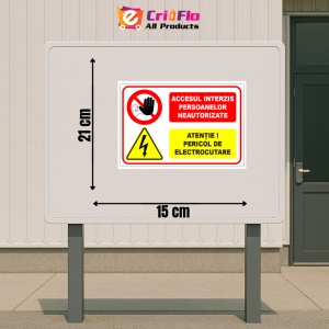 Indicator Semn pentru persoane neautorizate si pericole de electrocutare, Sticker autocolant - Img 2