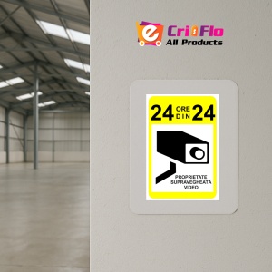 Indicator Semn pentru proprietate supravegheata video 24 din 24, Sticker autocolant - Img 4