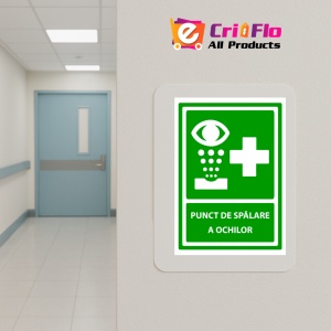 Indicator Semn pentru punct de spalare a ochilor, Sticker autocolant - Img 5