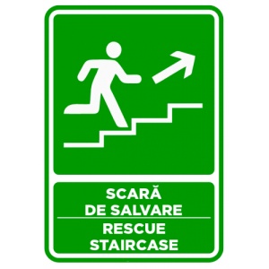 Indicator Semn pentru scara de salvare sprea dreapta sus, Sticker autocolant
