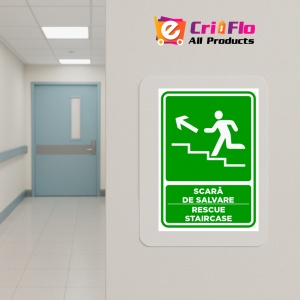 Indicator Semn pentru scara de salvare sprea stanga sus, Sticker autocolant - Img 5