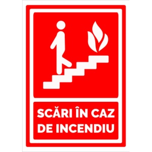 Indicator Semn pentru scari in caz de incendiu, Sticker autocolant