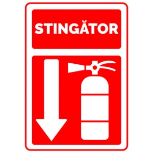 Indicator Semn pentru stingator in jos, Sticker autocolant