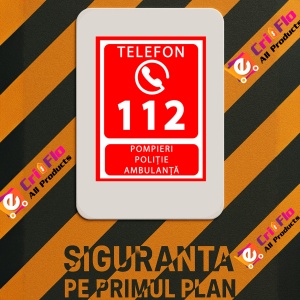 Indicator Semn pentru telefon pompieri politie si ambulanta, Sticker autocolant - Img 3