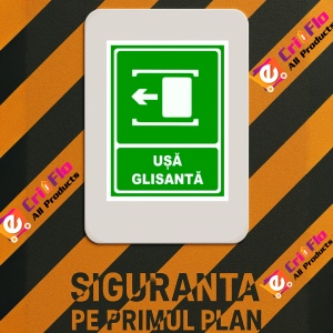 Indicator Semn pentru usa glisanta spre stanga, Sticker autocolant - Img 3