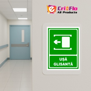 Indicator Semn pentru usa glisanta spre stanga, Sticker autocolant - Img 5