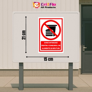 Indicator Semn pentru zona interzisa pentru consumul de alimente si bauturi, Sticker autocolant - Img 2