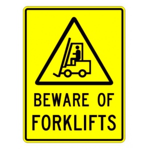 Indicator Sign beware of forklifts, Sticker autocolant