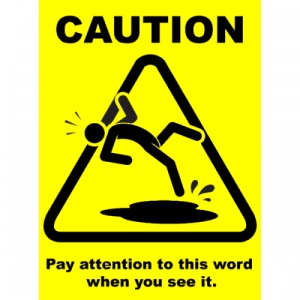 Indicator Sign caution pay attention to this word when you see it, Sticker autocolant