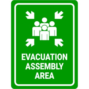 Indicator Sign evacuation assembly area, Sticker autocolant