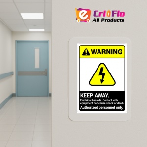 Indicator Sign warning keep away electrical hazards contact with equipment can cause shock or death authorized personnel only, Sticker autocolant - Img 5