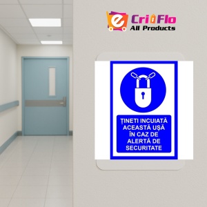 Indicator Tineti incuiata aceasta usa in caz de alerta de securitate, Sticker autocolant - Img 5
