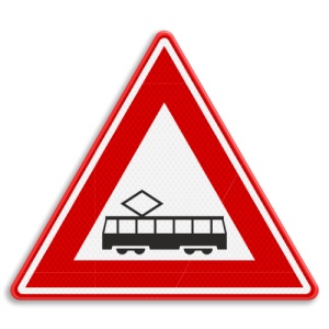 Indicator Tramvai care traverseaza inainte, Sticker autocolant