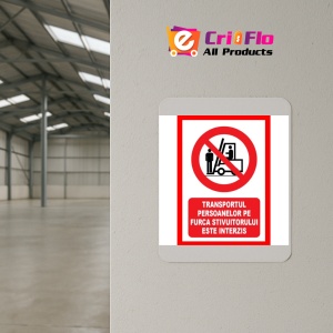 Indicator Transportul persoanelor pe furca stivuitorului este interzis, Sticker autocolant - Img 4