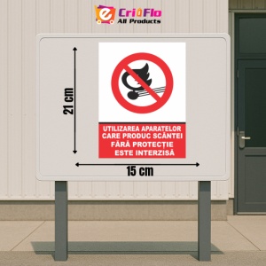 Indicator Utilizarea aparatelor care produc scantei fara protectie este interzisa, Sticker autocolant - Img 2