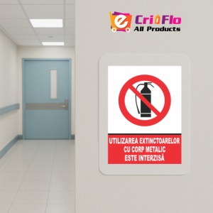 Indicator Utilizarea extinctoarelor cu corp metalic este interzisa, Sticker autocolant - Img 5