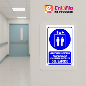 Indicator Verificarea platformei ascensorului la deschiderea usilor este obligatorie, Sticker autocolant - Img 5
