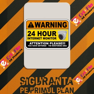 Indicator Warning 24 Hour Internet Monitor Sign, Sticker autocolant - Img 3