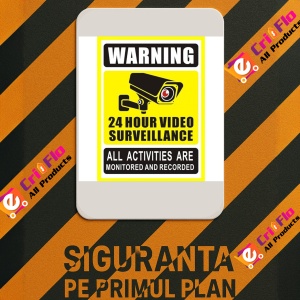 Indicator Warning 24 hour video surveillance, Sticker autocolant - Img 3