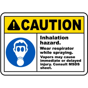Indicator Wear Respirator While Spraying Sign, Sticker autocolant