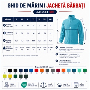 Jachetă Polar Fleece tip Bluză Hanorac Bărbați Călduroasă cu Fermoar Malfini Rimeck 501 – 280 g/m² - Img 4