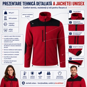 Jachetă Polar Fleece Unisex Damă Bărbat Călduroasă cu Buzunar la Piept și Fermoar – Malfini Rimeck Effect 530, 360 g/m² - Img 3