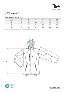 tabel marimi dimensiuni jacheta softshell pentru dama