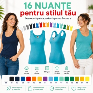 Maiou damă Malfini Triumph 136, top casual / tricou fără mâneci, 95% bumbac, XS–2XL, 16 culori - Img 6