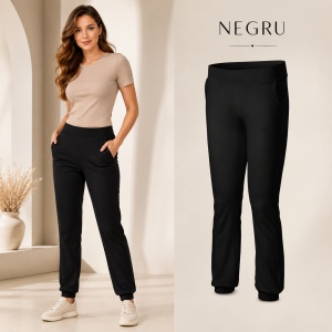 Pantaloni Damă Malfini Leisure 603, 95% Bumbac, 5% Elastan, Talie Elastică, Buzunare Înclinate, Croială Dreaptă, XS–2XL, 4 Culori - Img 11