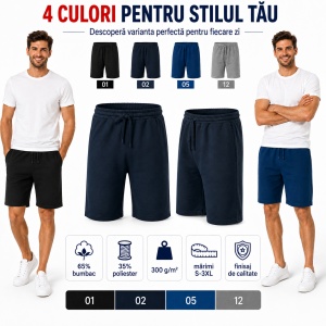Pantaloni Scurți Bărbați Casual, Lejeri din Bumbac cu Talie Elastică – Comfy 611 - Img 7
