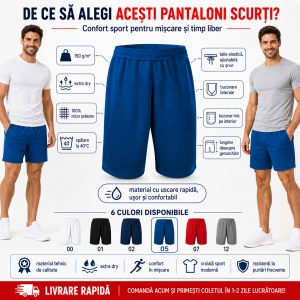Pantaloni Scurți Bărbați Sport, Lejeri, Ușori și cu Uscare Rapidă – Miles 612 - Img 3