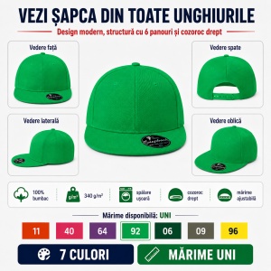 Șapcă Bărbat Unisex tip Snapback cu Cozoroc Drept, Reglabilă – RAP 6P 302 - Img 10