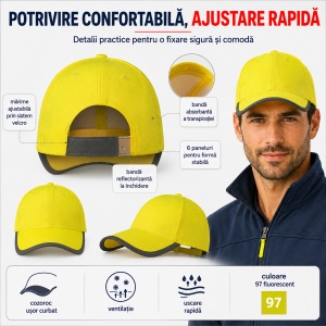 Șapcă Bărbați Reflectorizantă și Fluorescentă, Reglabilă cu Velcro – HV Reflex 3V5 - Img 5