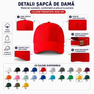 Șapcă Damă Sport din Bumbac, Reglabilă cu Cataramă și Cozoroc Curbat – 5P 307 - Img 2