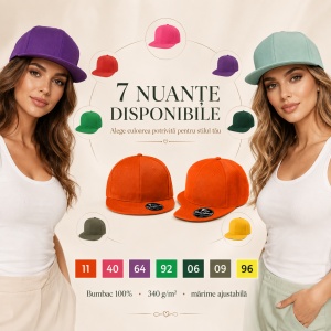 Șapcă Damă tip Snapback cu Cozoroc Drept, Reglabilă din Bumbac – Rap 6P 302 - Img 5