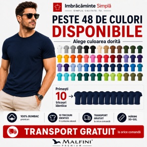 Set 10 tricouri bărbat Malfini Basic Clasic, 100% bumbac, regular fit, 48 culori, mărimi XS–5XL - Img 8