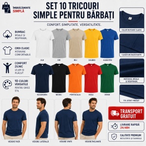 Set 10 tricouri bărbați Malfini, 100% bumbac, regular fit, guler rotund, mărimi S 3XL, 10 culori incluse TRANSPOT - Img 8