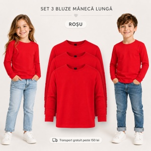 Set 3 bluze mâneca Lungă Copii din Bumbac | 8 culori disponibile - 121 - Img 16